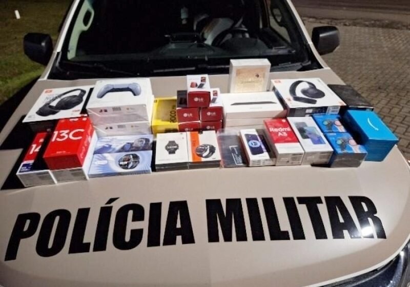Polícia Militar apreende eletrônicos importados ilegalmente na BR-282, no Oeste