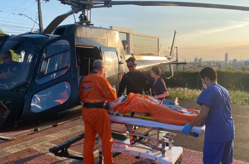 Transferência aeromédica é realizada de Cunha Porã para o Hospital Regional de Chapecó