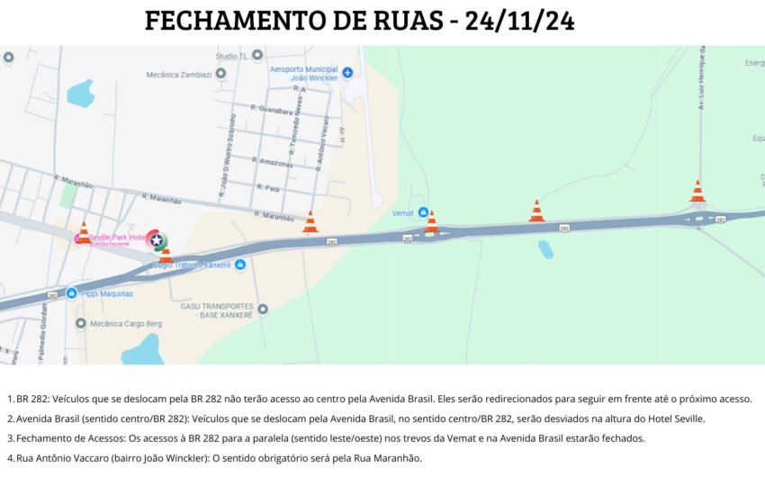 Alterações no Trânsito em Xanxerê para a 4ª Corrida Novembro Azul – Domingo, 24 de Novembro de 2024