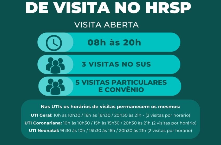 HRSP amplia horário de visitas e reforça regras para acompanhantes
