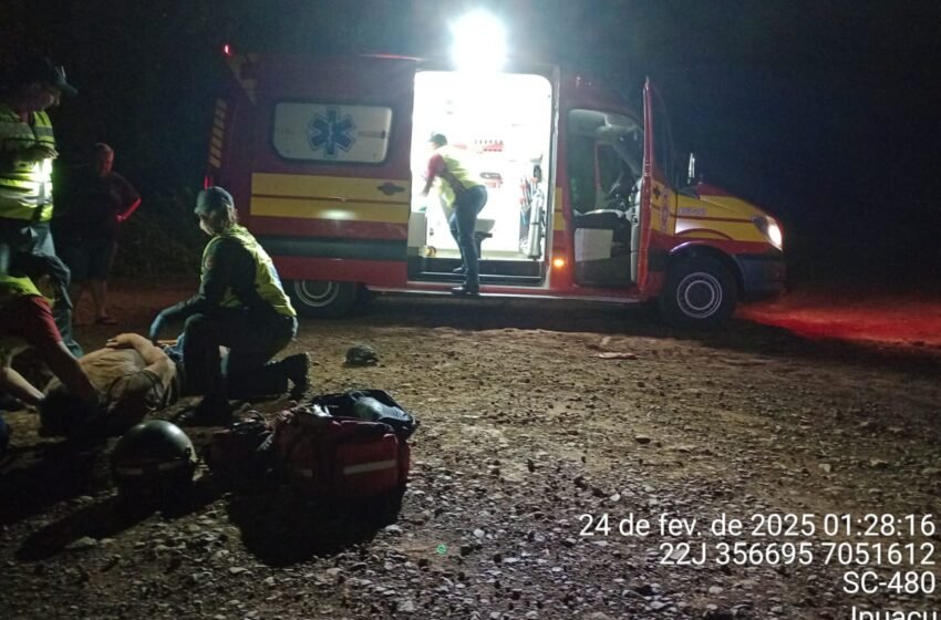 Motociclista fica ferido após queda na Reserva Indígena Xapecó, em Ipuaçu