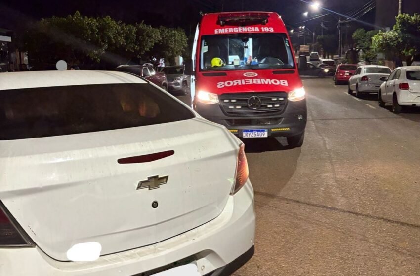  Colisão entre moto e carro deixa duas pessoas feridas no centro de Cunha Porã