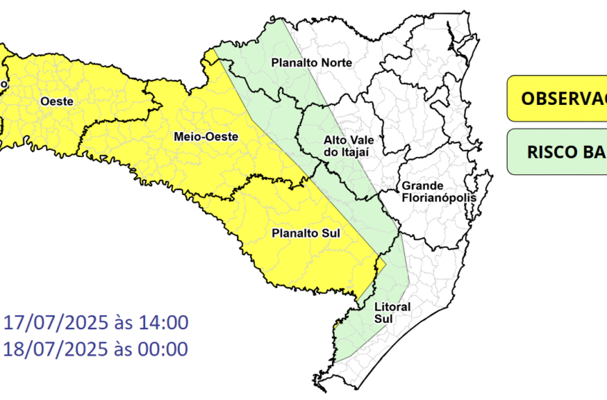  Queda acentuada das temperaturas a partir da tarde desta quinta-feira (17)