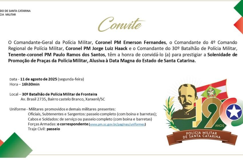  Convite Oficial – Solenidade de Promoção de Praças da Polícia Militar