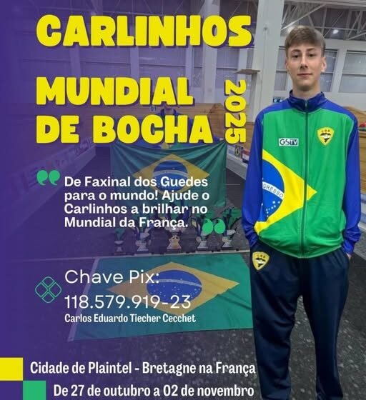  Atleta de Faxinal dos Guedes Representará o Brasil no Mundial de Bocha na França