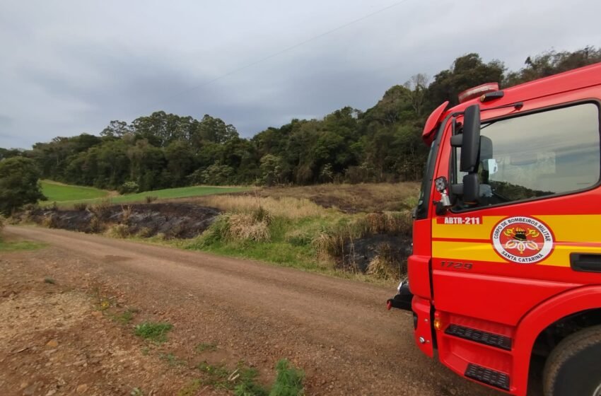  Incêndio florestal atinge área de vegetação no interior de Maravilha