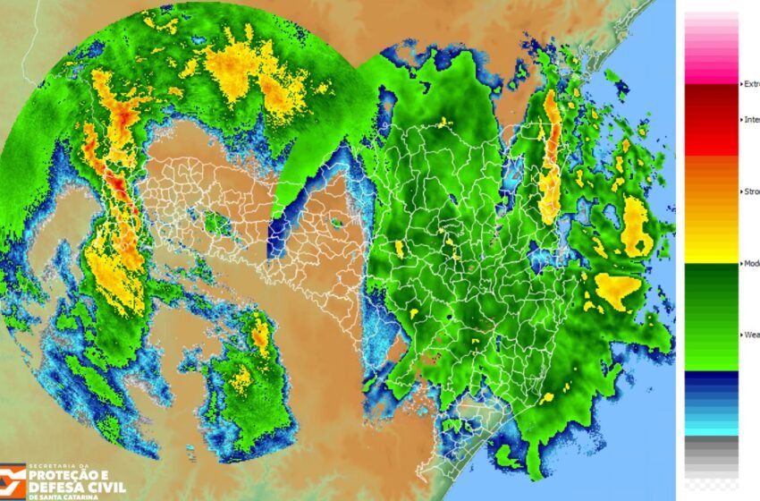  Chuva intensa e temporais em Santa Catarina na madrugada desta Segunda-feira