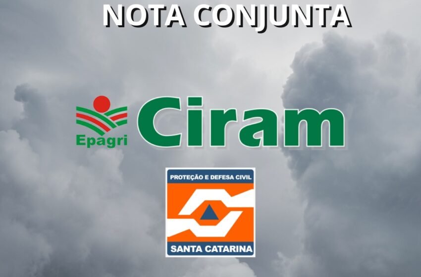  NOTA METEOROLÓGICA CONJUNTA SDC/SC E EPAGRI/CIRAM 08/12 -Ciclone traz riscos para Santa Catarina nos próximo dias